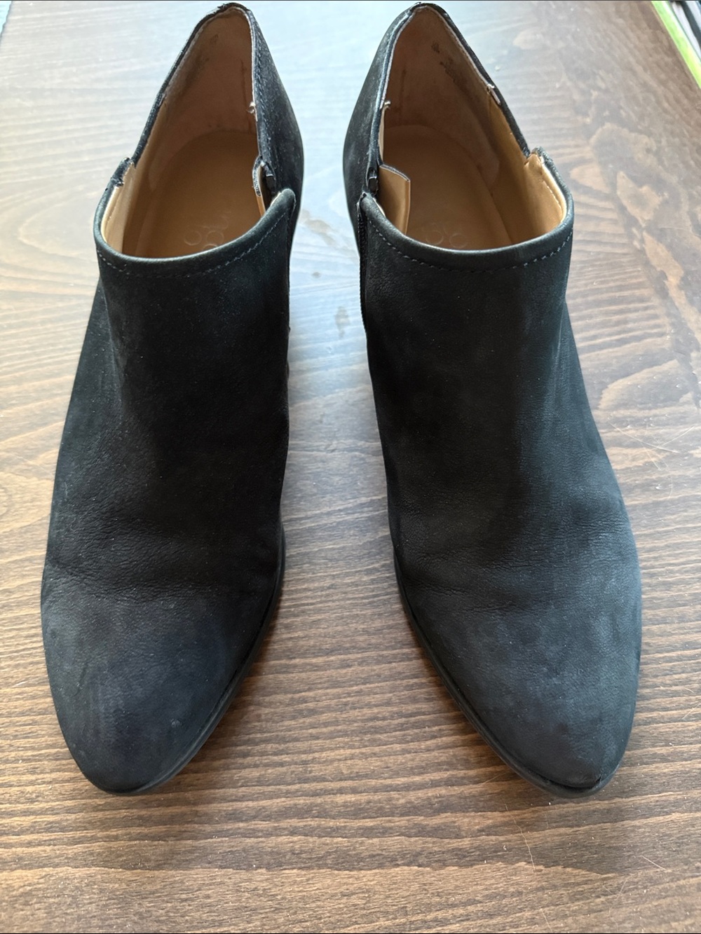 Franco Sarto Black Suede Pointed Ankle Booties